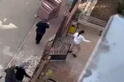 Bıçaklı, kaldırım taşlı komşu kavgası, kamerada