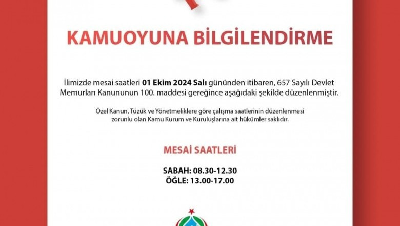 YALOVA'DA MESAİ SAATLERİNDE DEĞİŞİKLİK YAPILDI