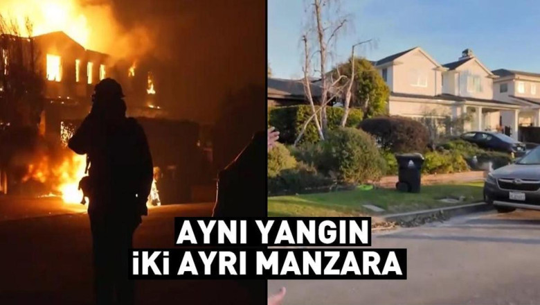 Aynı yangın iki ayrı manzara! Bir taraf küle dönerken diğer taraf sapasağlam...