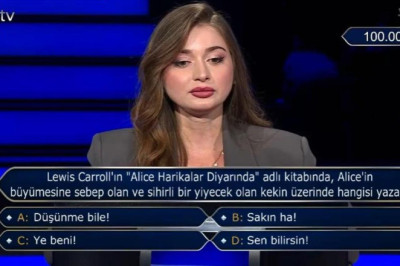 Alice Harikalar Diyarı kitabı! Alice'in büyümesine sebep olan ve sihirli bir yiyecek olan kekin üzerinde hangisi yazar?