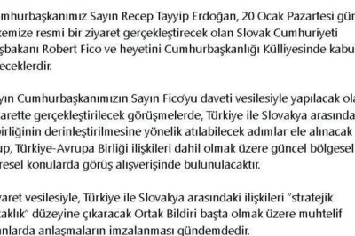 Cumhurbaşkanı Erdoğan, Slovak Cumhuriyeti Başbakanı Fico’yu kabul edecek