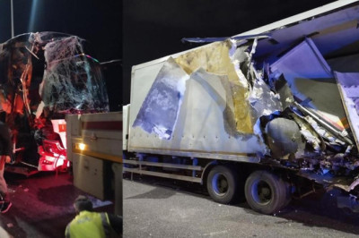 Kuzey Marmara Otoyolu'nda feci kaza! Yolcu otobüsü ile TIR çarpıştı: 10 yaralı