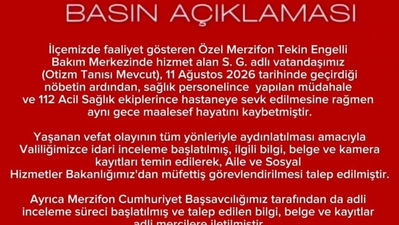 Otizmli 32 yaşındaki vatandaşın ölümünde inceleme başlatıldı