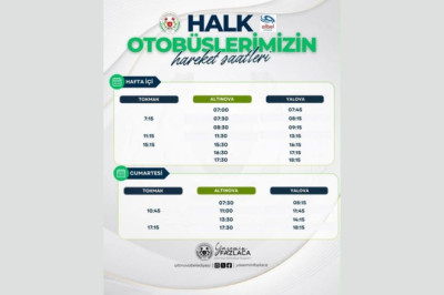 Yalova’da Halk Otobüsü Sefer Saatleri Güncellendi